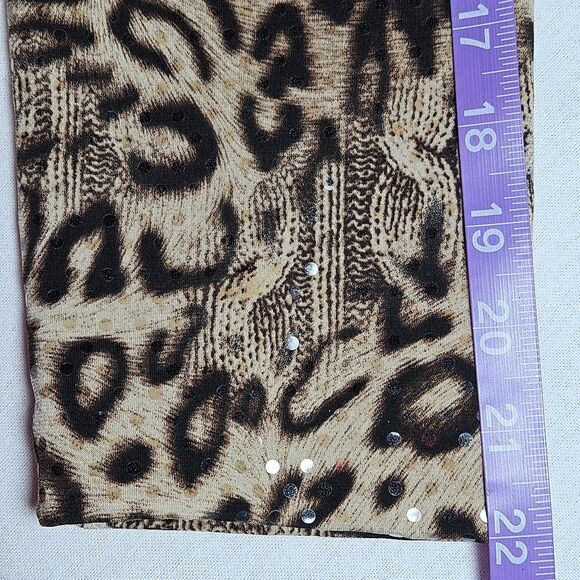 Joseph Ribkoff Sequin Brown & Tan Animal Print Double Zip Jacket Lined Blouse - Picture 12 of 14